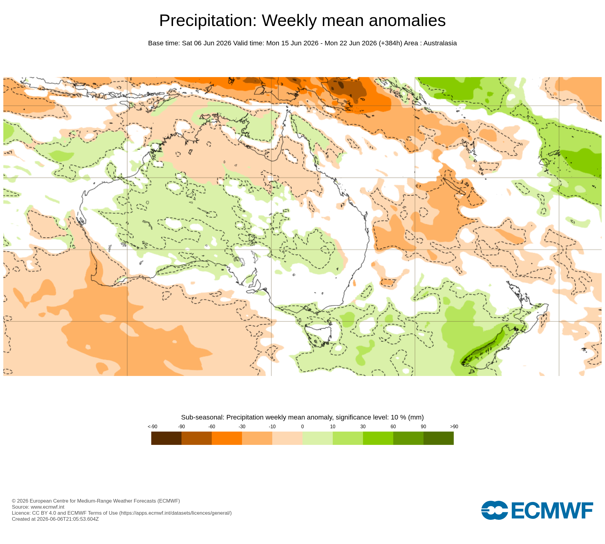 ECMWF Potential rain from 15 to 22 Jun