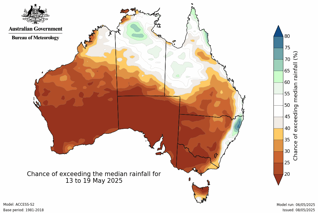 Rain outlook for the week beginning May 13th 
