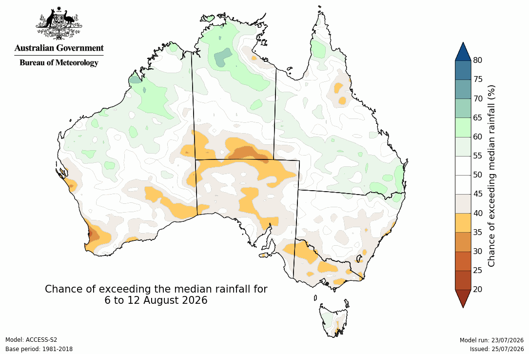 BoM Potential rain from 06 to 12 Aug