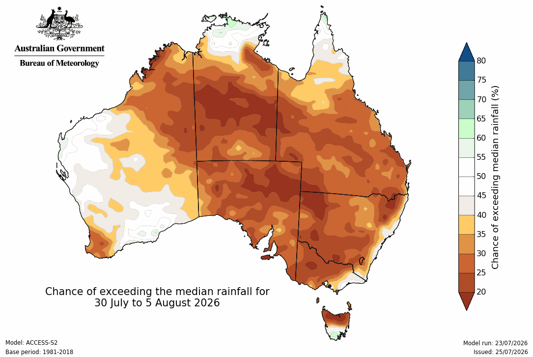 BoM Potential rain from 30 Jul to 05 Aug