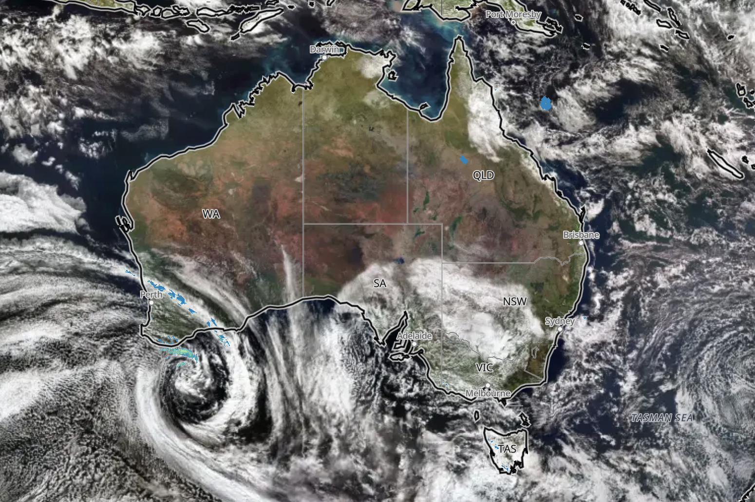 Satellite and radar on Sunday evening