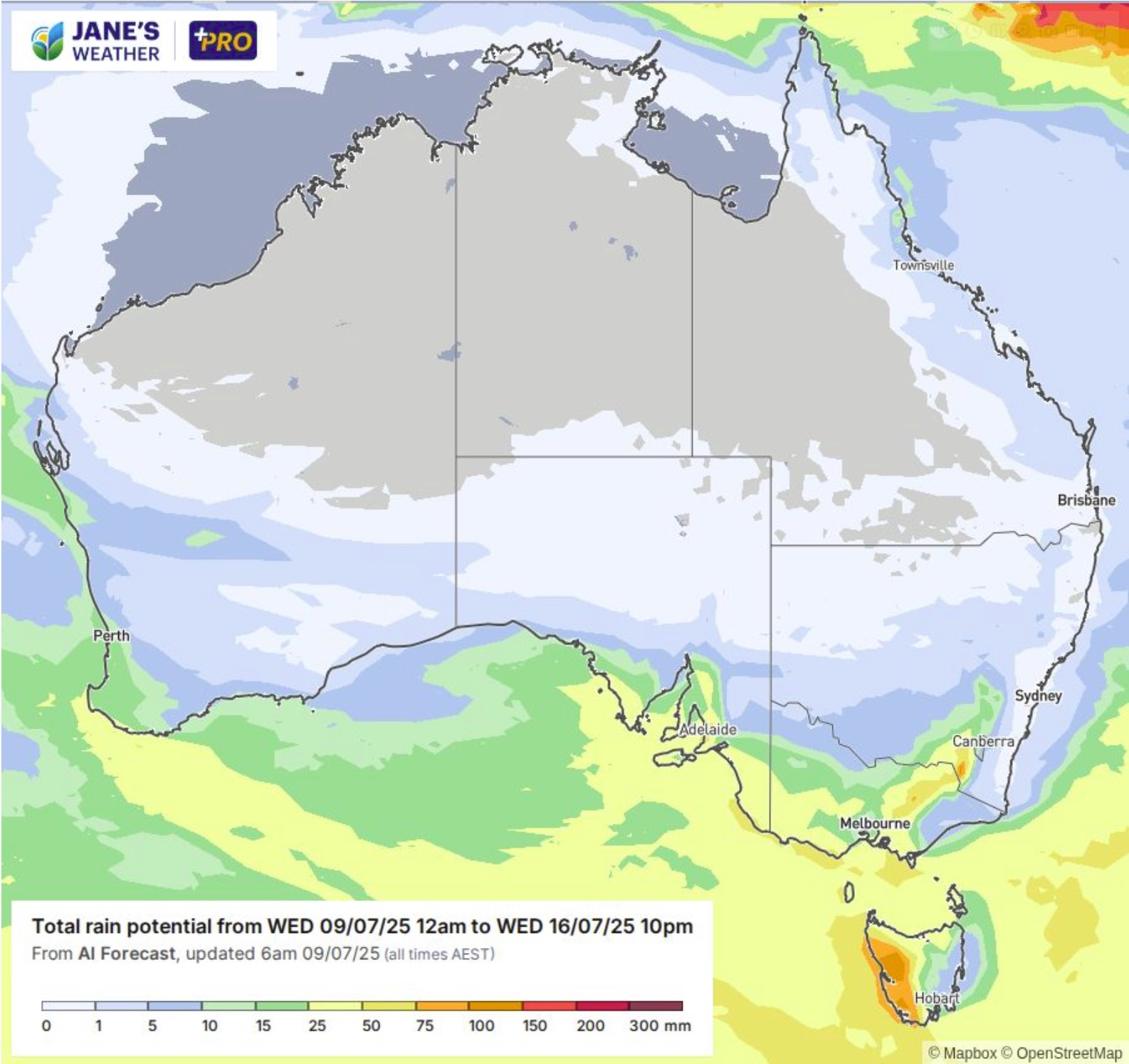 Potential rain over the next week