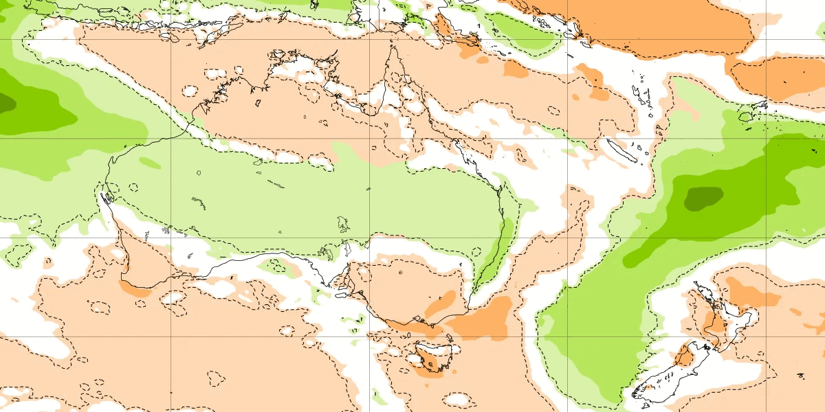 Potential rainfall in week's 1 and 2 shows the rain affecting a large part of the country