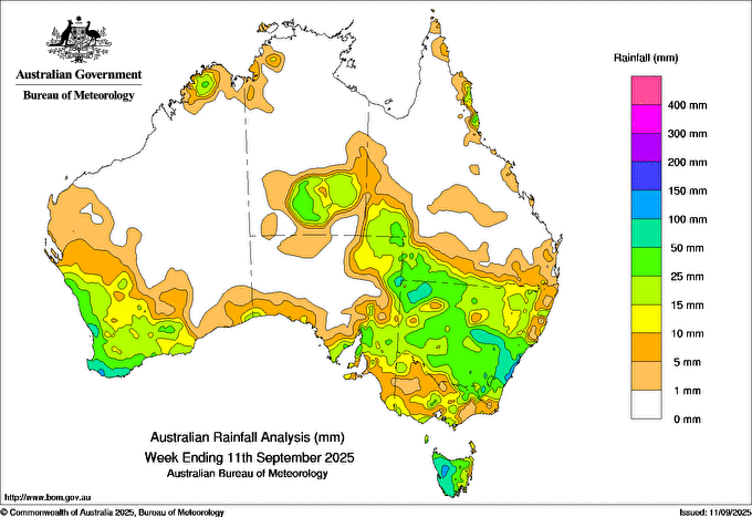 Rainfall totals over the past week