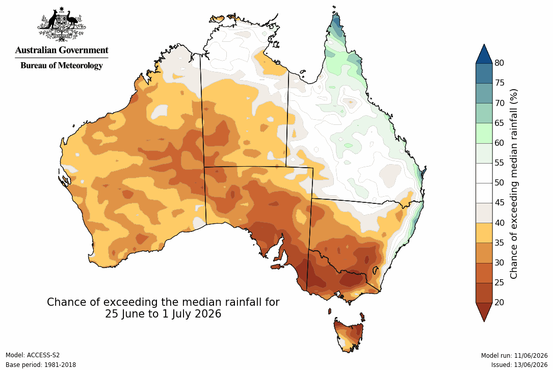 BoM Potential rain from 25 Jun to 01 Jul