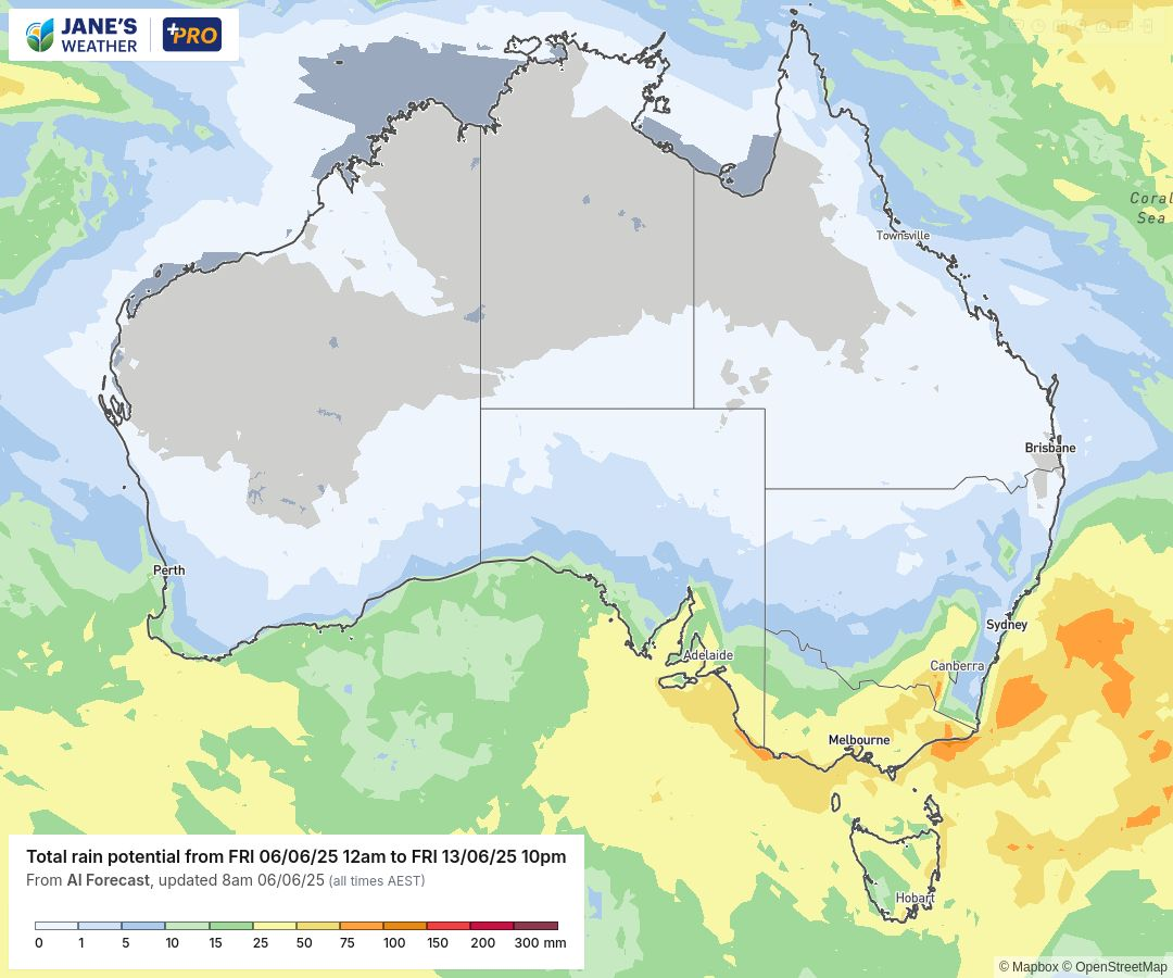 Potential rainfall over the next week