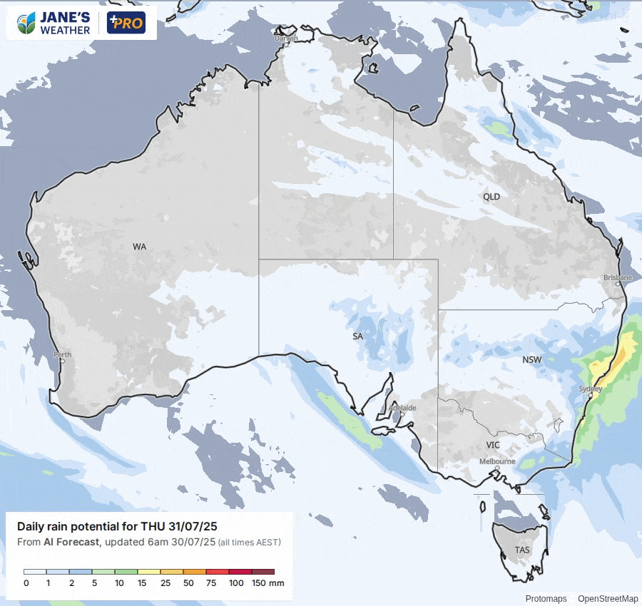 Potential rain day by day