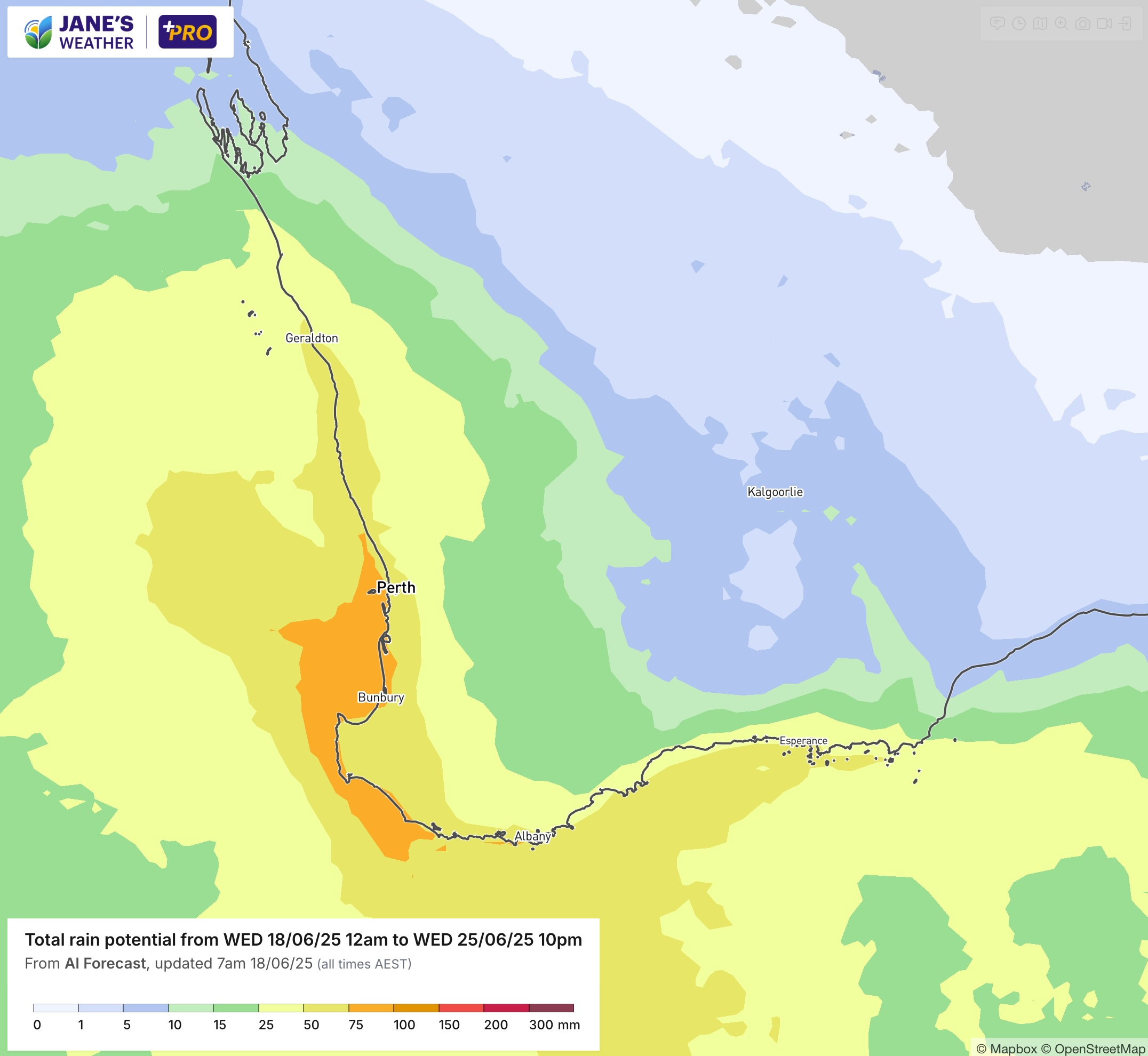 Potential rainfall over the west in the next week