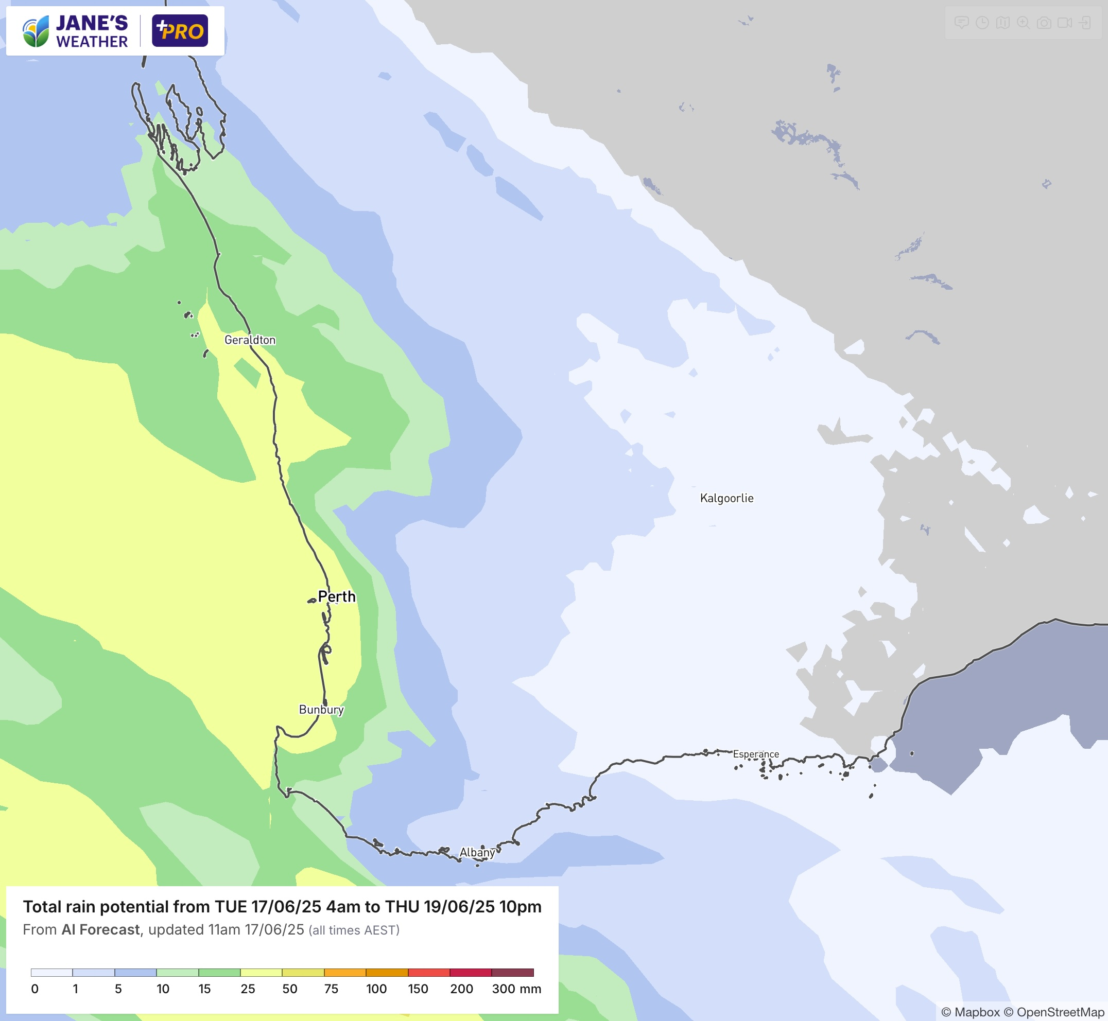 ‍Potential rain over the next few days