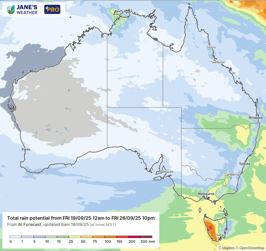 Potential rainfall over the next week