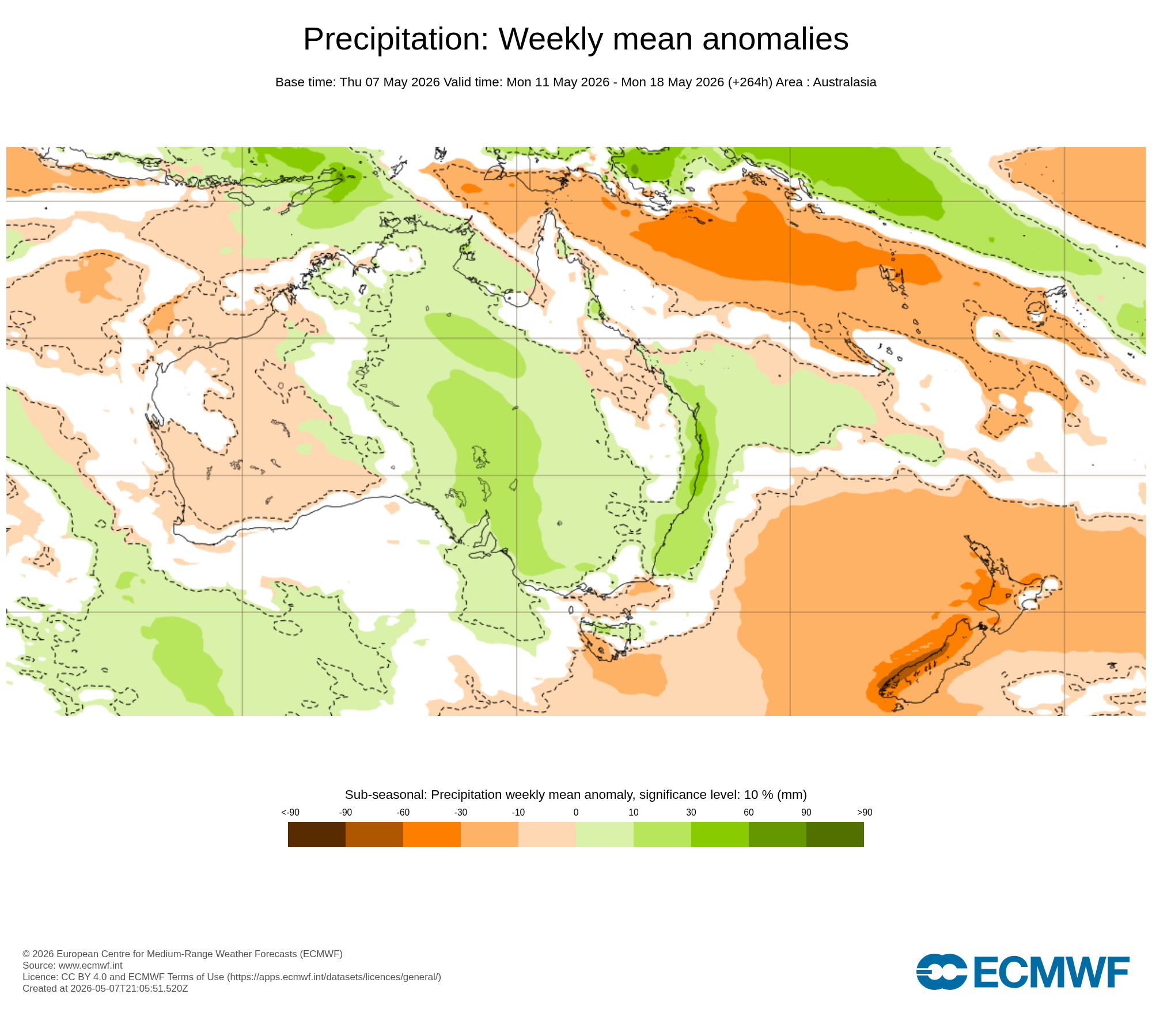 ECMWF Potential rain from 11 to 18 May
