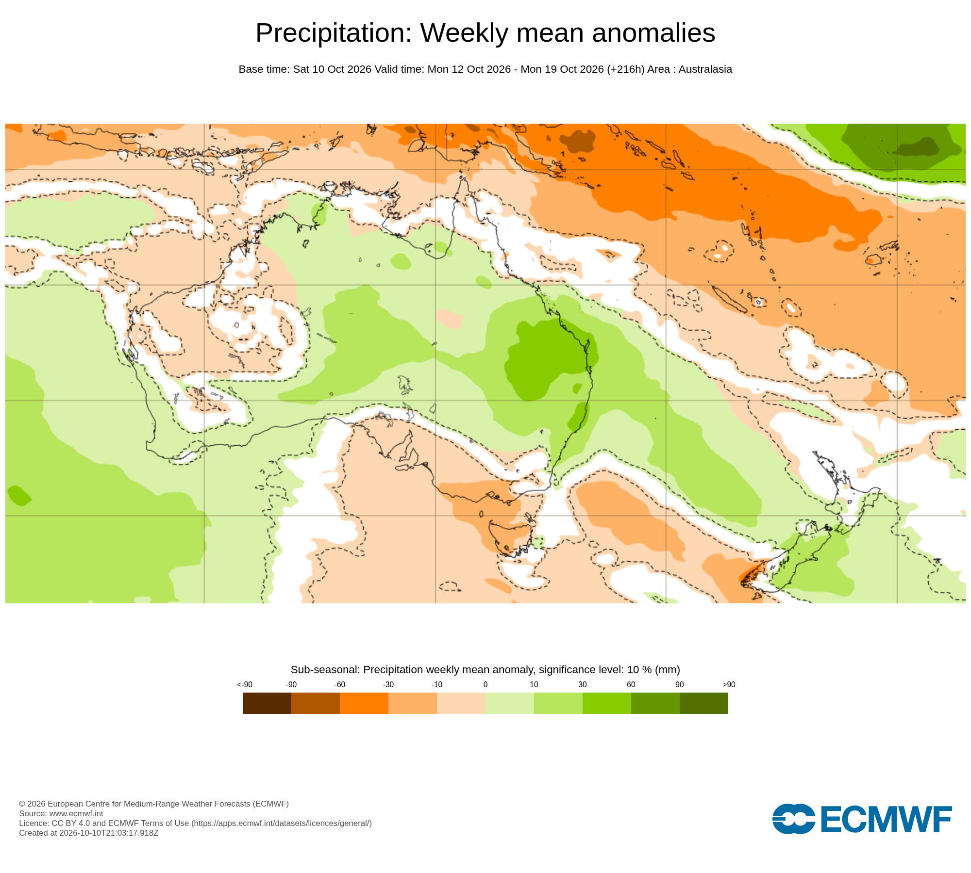 ECMWF Potential rain from 12 to 19 Oct