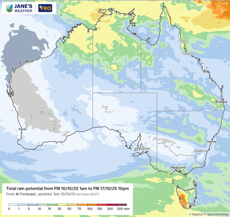 Potential rainfall over the next week