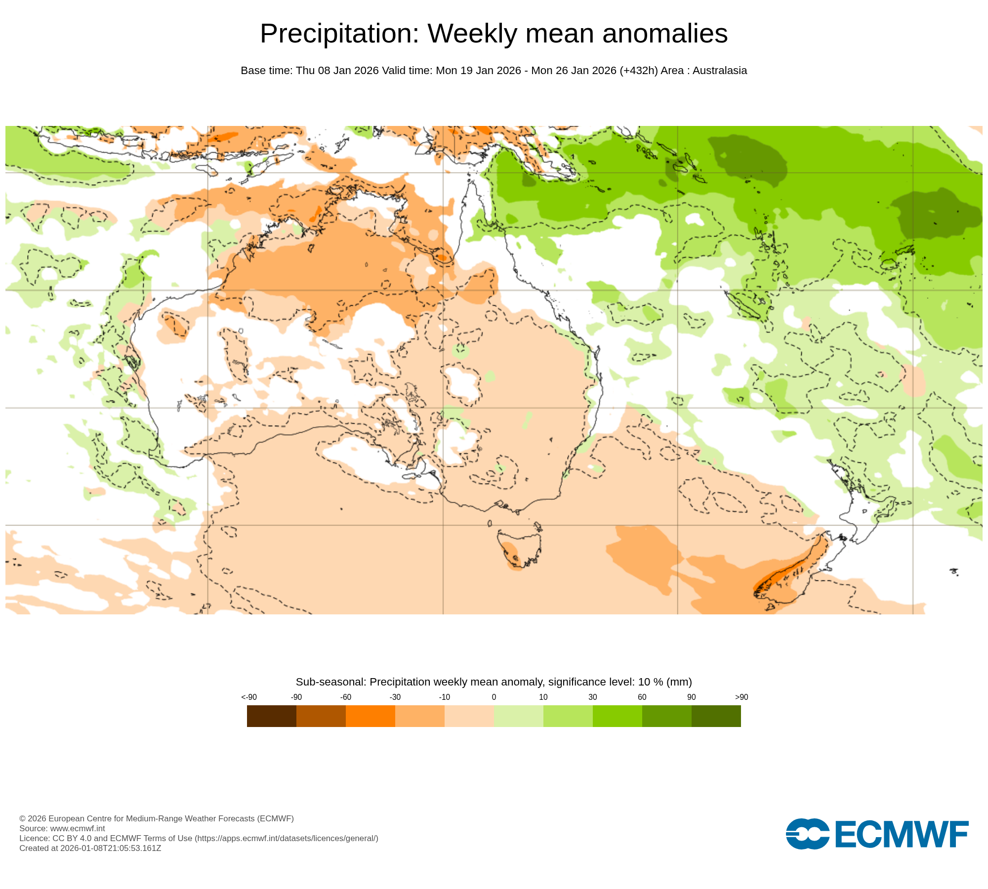 ECMWF Potential rain from 19 to 26 January