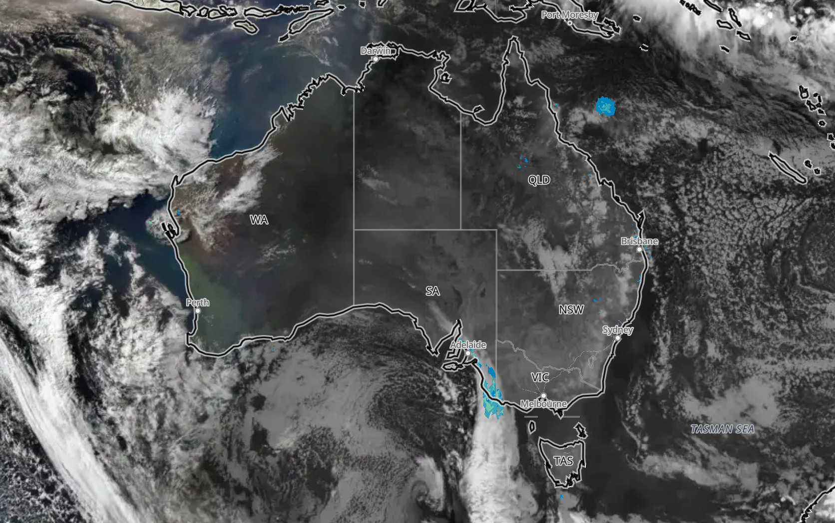 Satellite and radar on Sunday evening