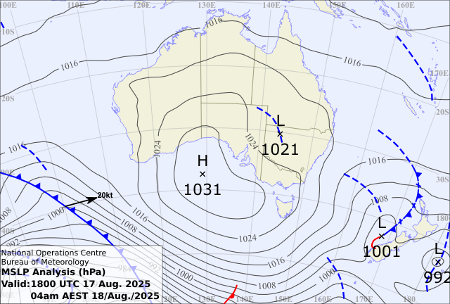 The weather pattern on Monday morning