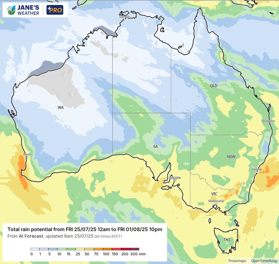Potential rain over the next week