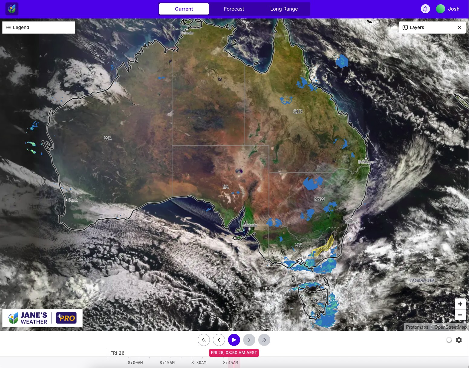 Satellite and radar on Friday morning (and a warning for Damaging Winds only in alpine areas)