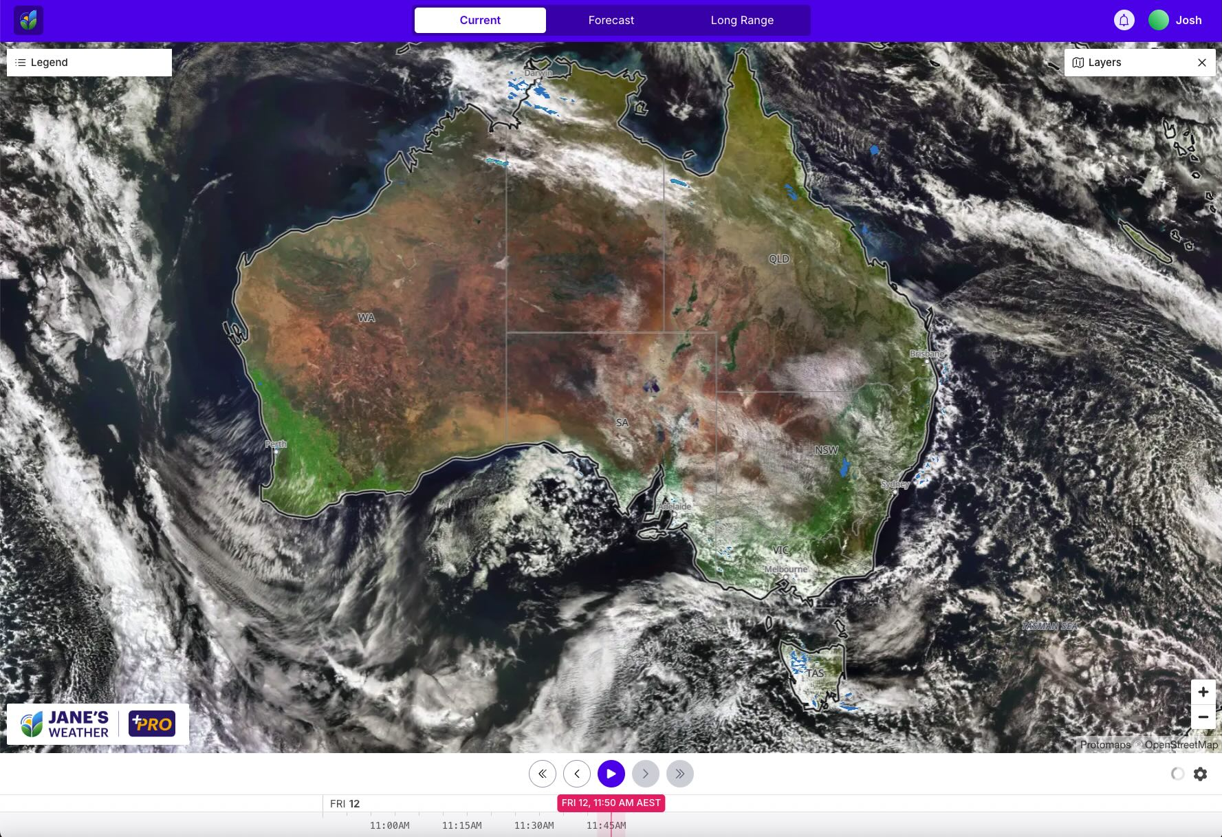 The national satellite and radar around Friday lunchtime (AEST)