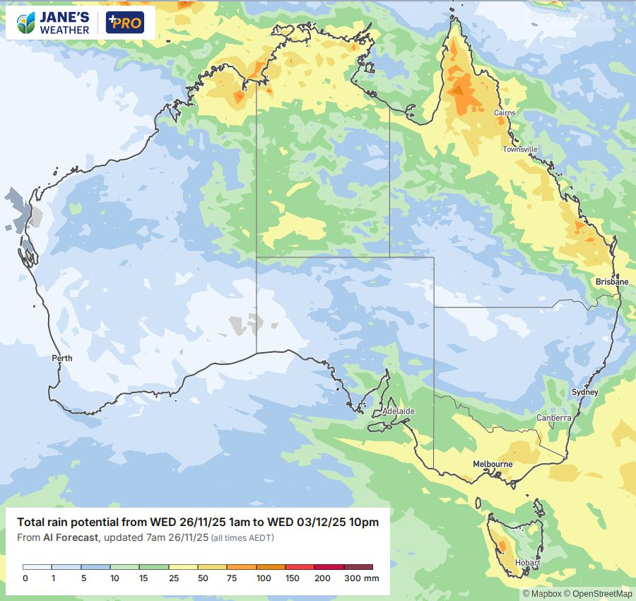 Potential rainfall over the next week