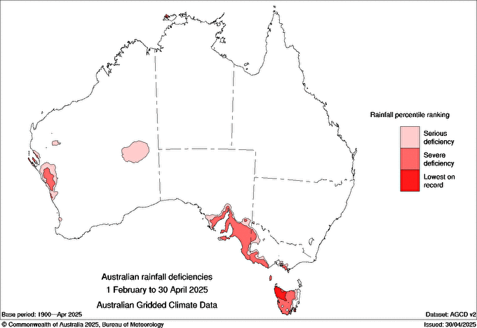 Drought conditions over the past three months