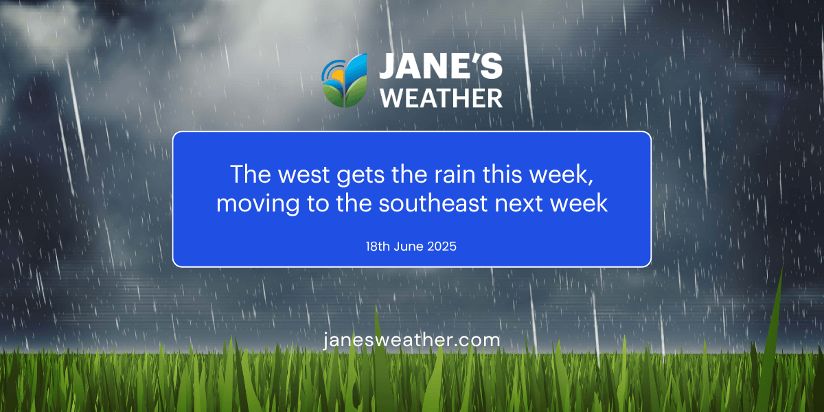 The west gets the rain this week, moving to the southeast next week