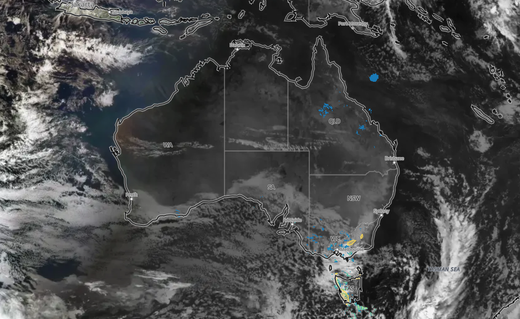 Satellite and radar on Sunday evening