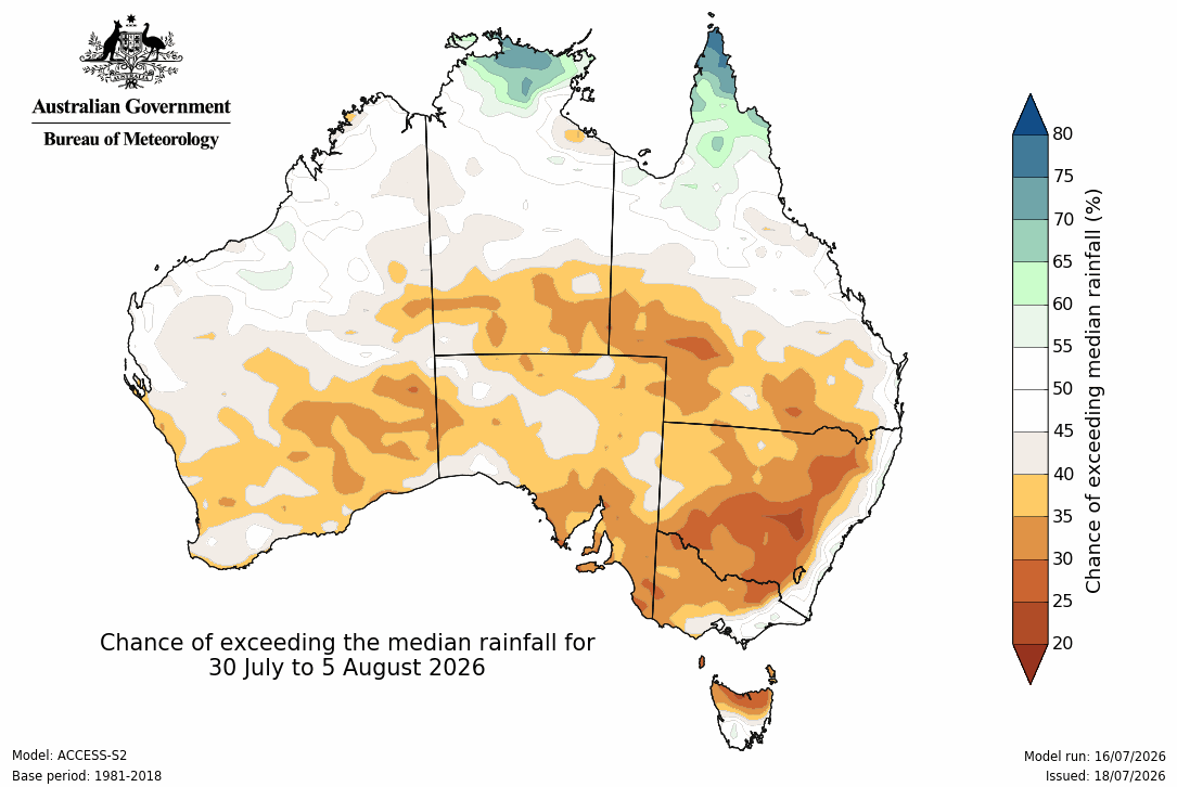 BoM Potential rain from 30 July to 05 Aug