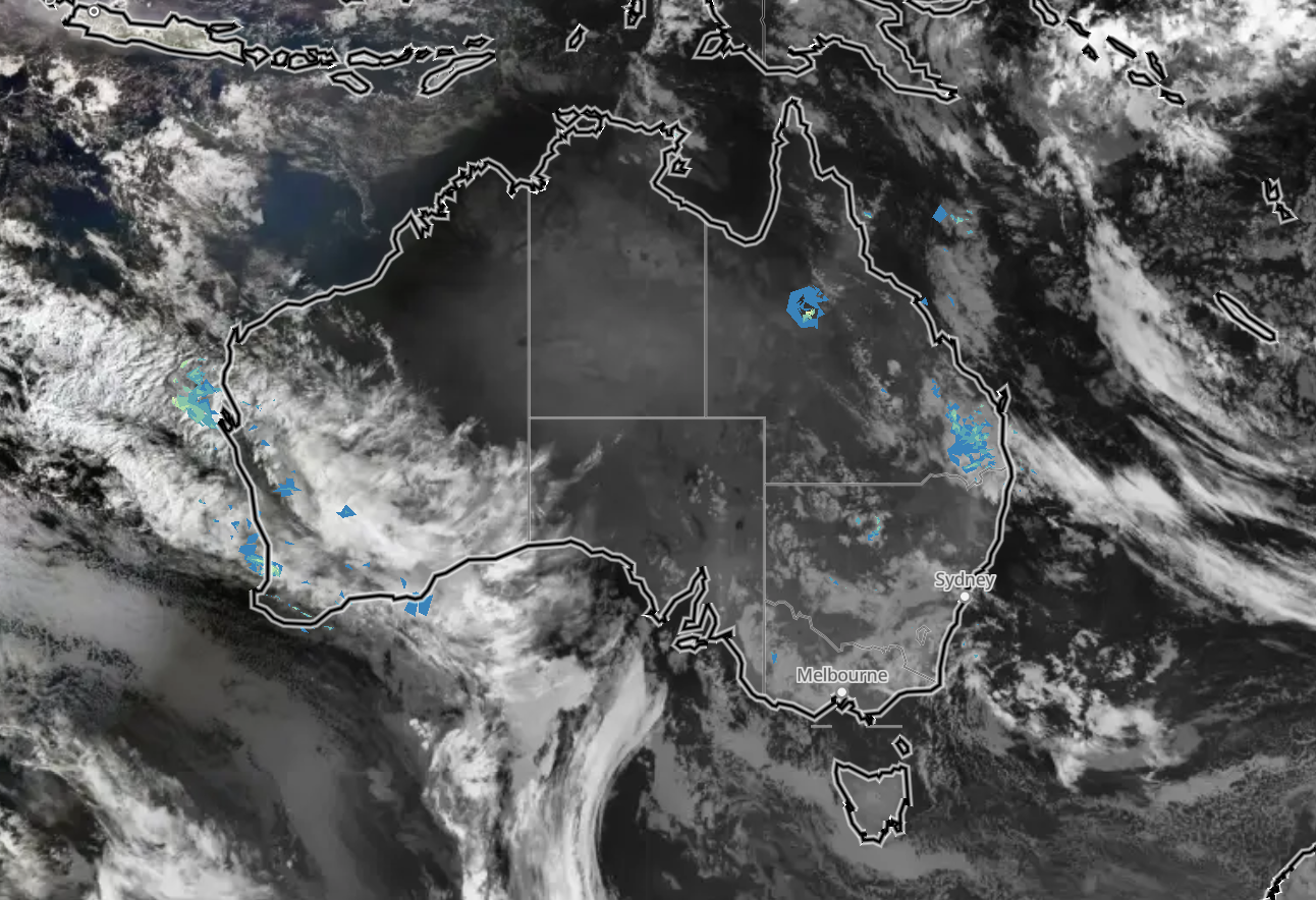 Satellite and radar on Sunday evening