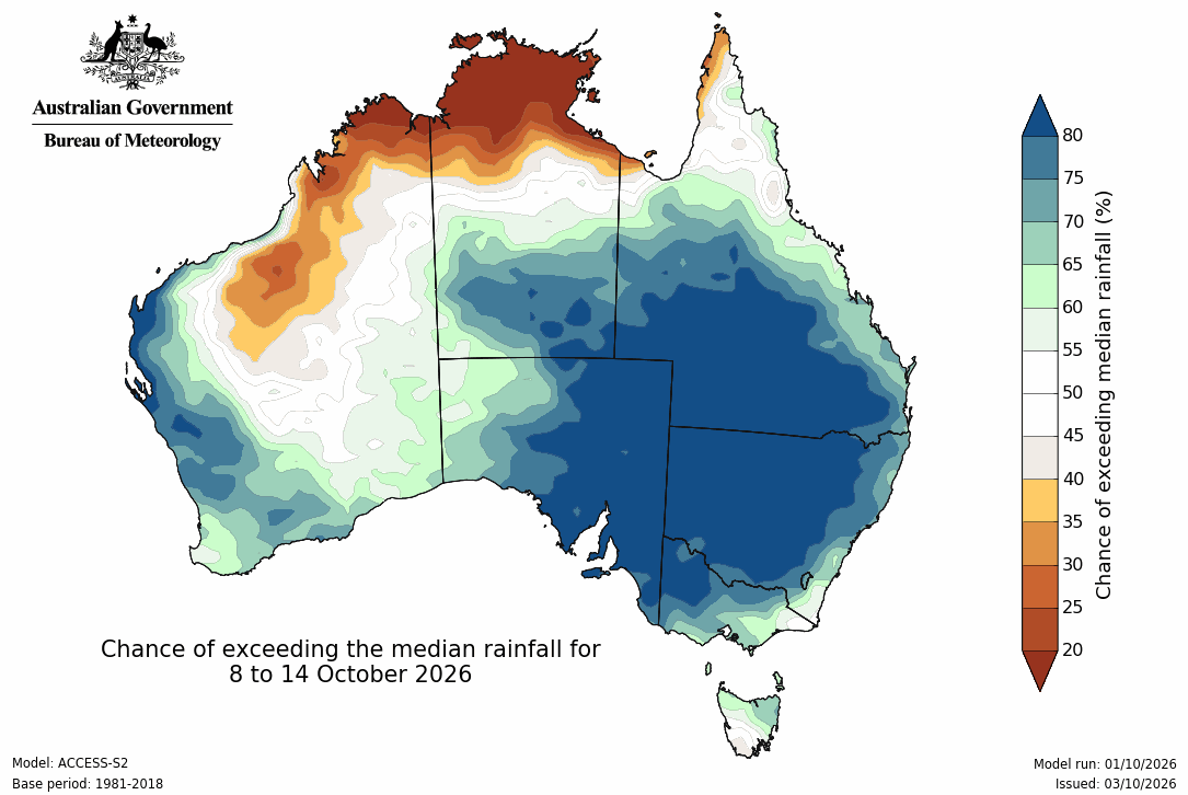 BoM Potential rain from 08 to 14 Oct