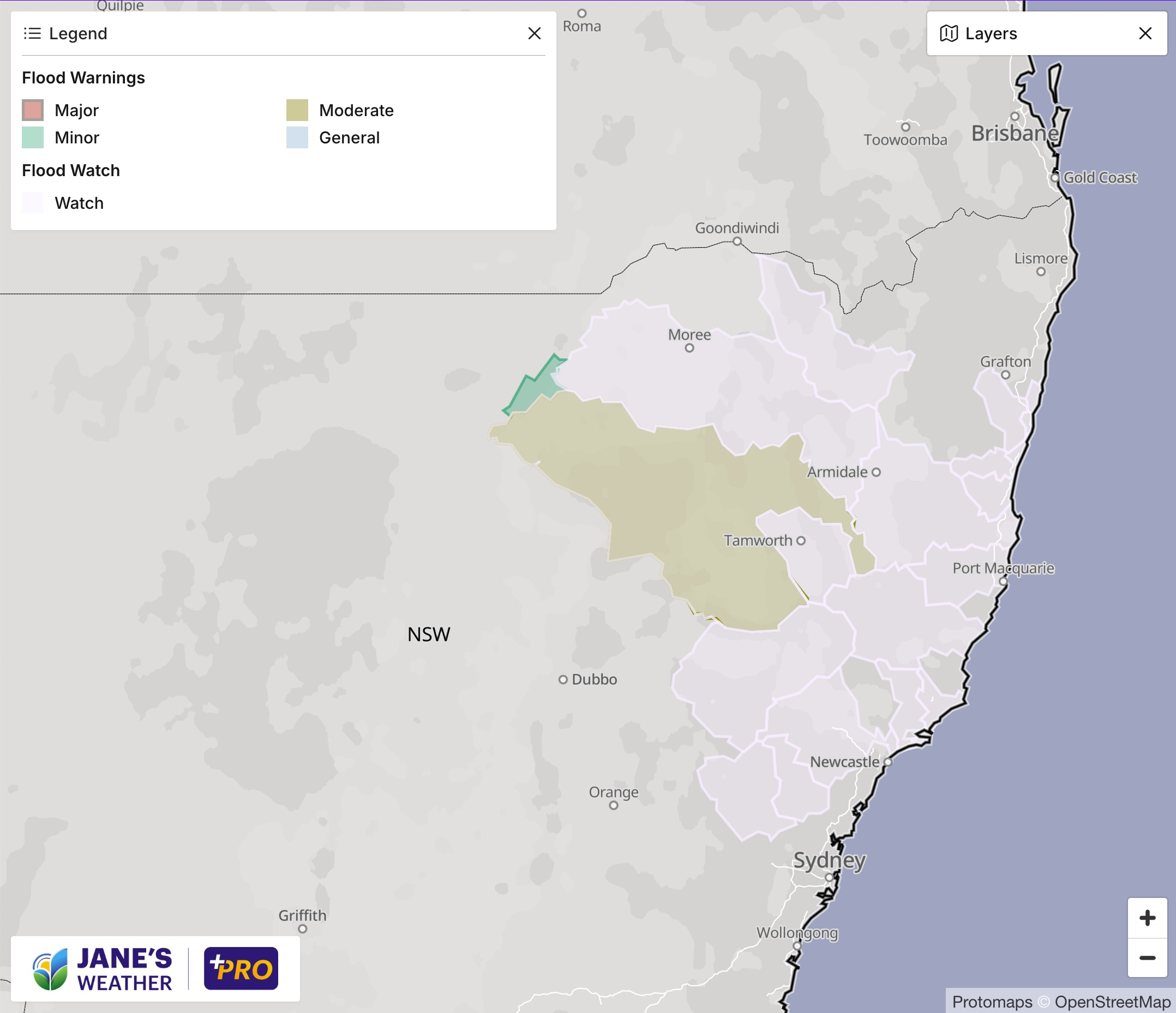 Much of northeast NSW is on Flood Watch, or already in Flood Warning following recent rain