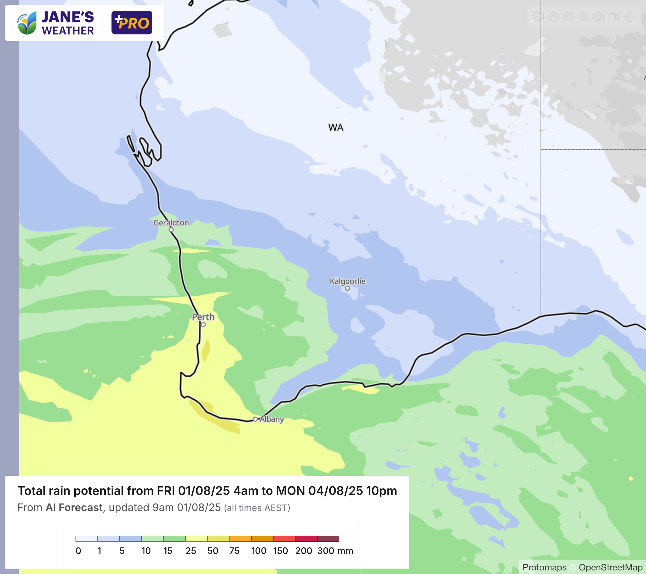 Potential rainfall over the weekend, into Monday from cold fronts passing through
