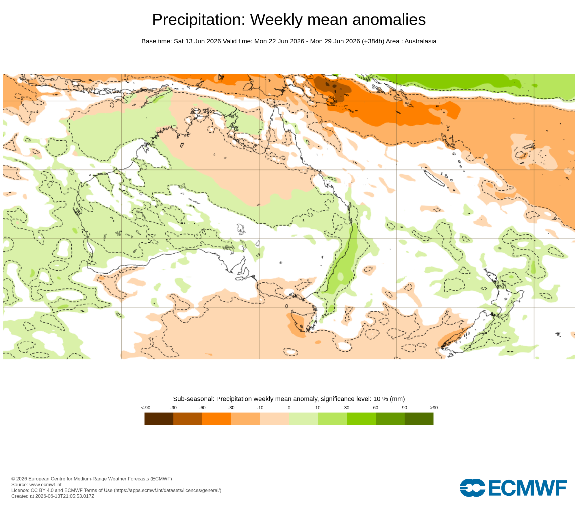 ECMWF Potential rain from 22 to 29 Jun