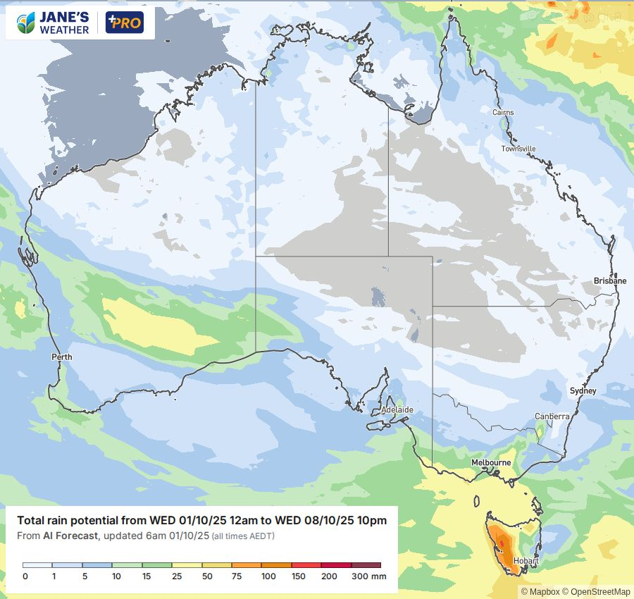 Potential rainfall over the next week