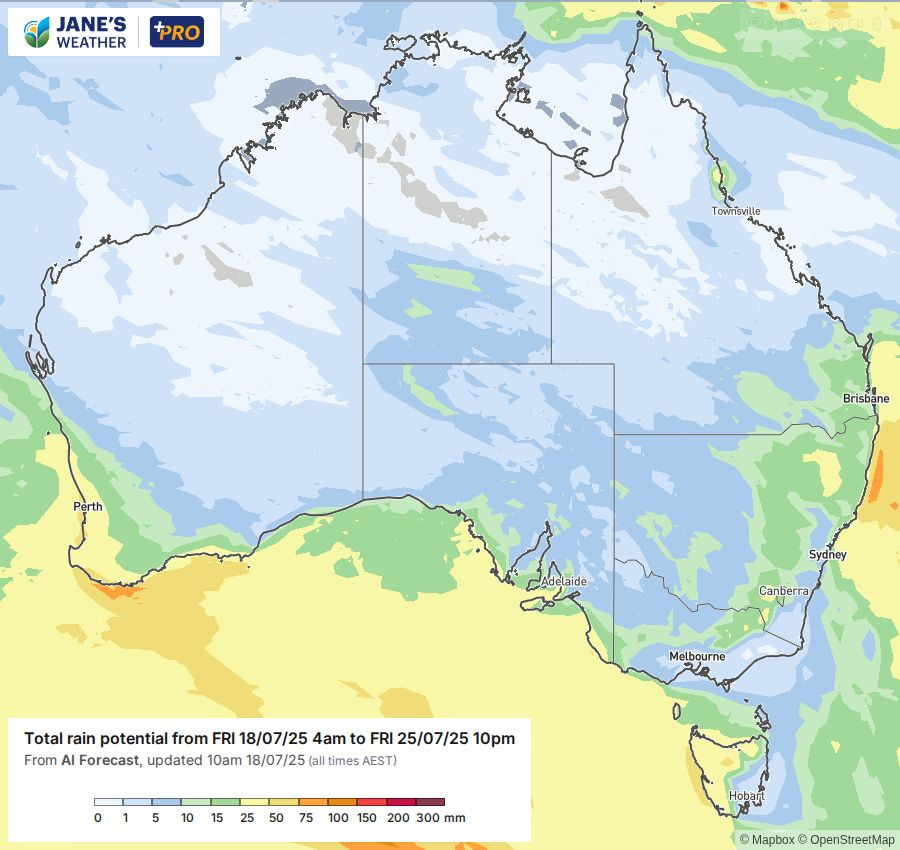 Potential rainfall over the next week