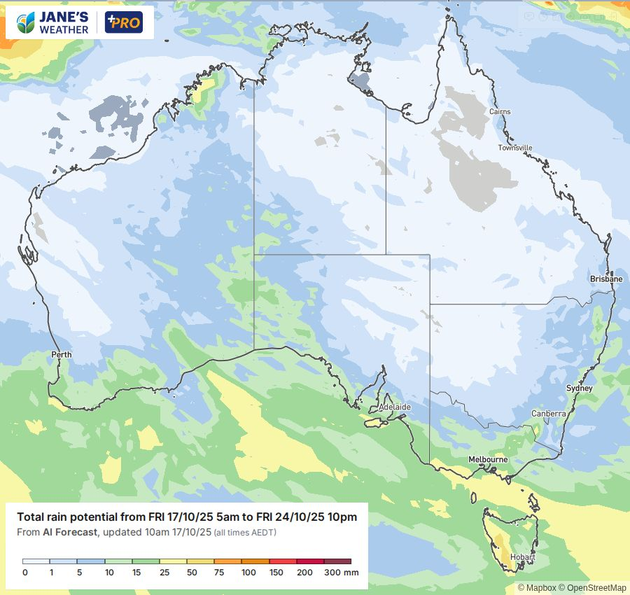 Potential rainfall over the next week