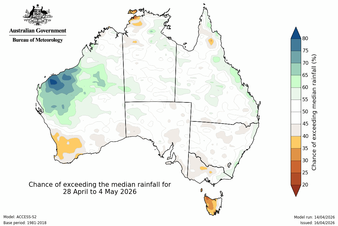 BoM Potential rain from 28 Apr to 04 May