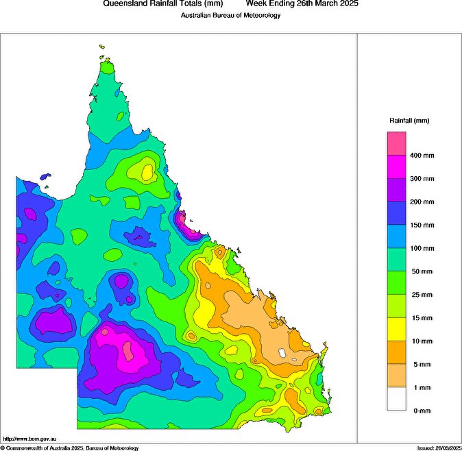 Queensland weekly rainfall totals