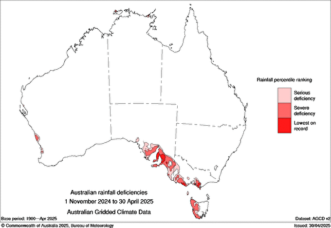Drought conditions over the past six months