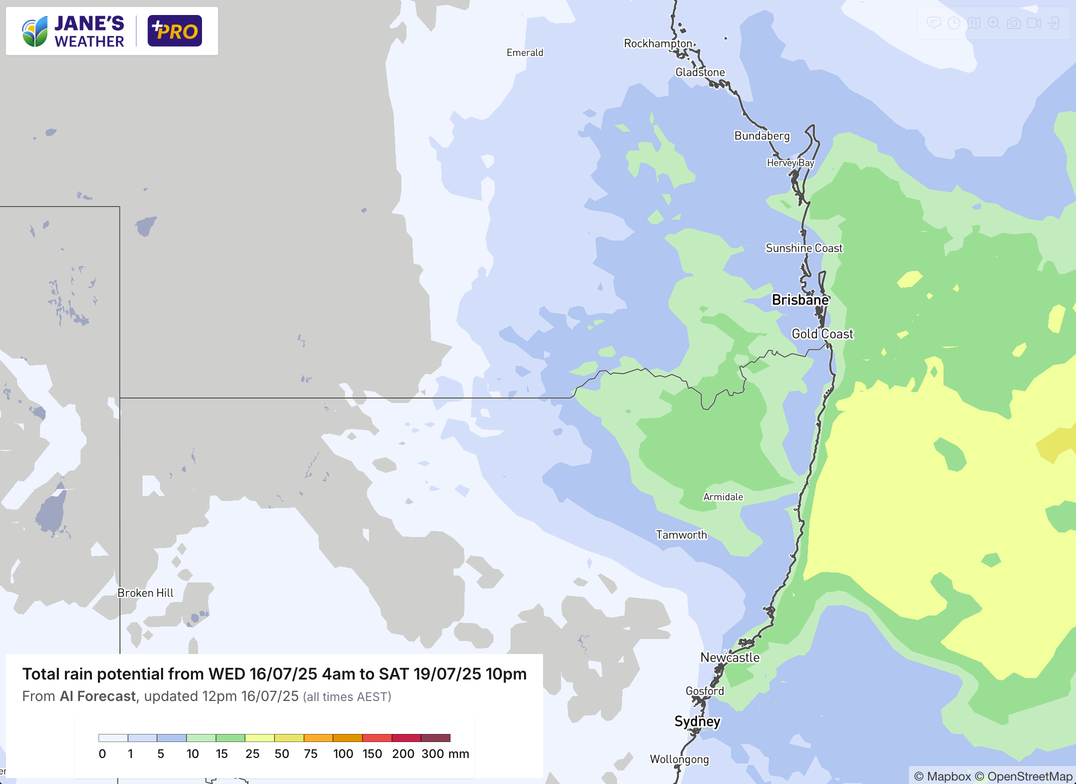 Potential rain over the next few days