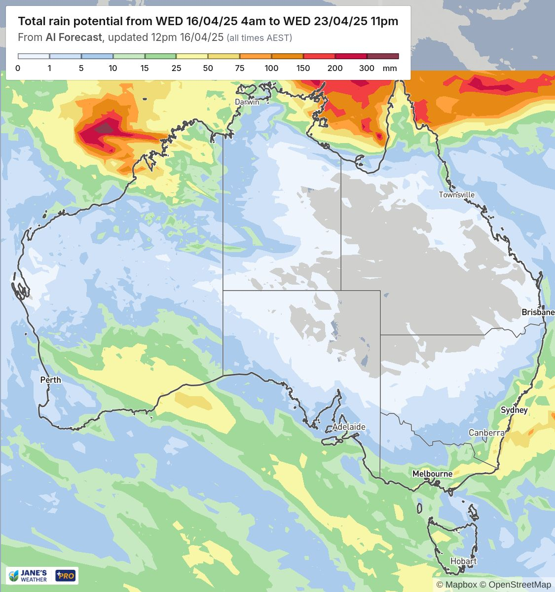 Potential rain over the next week