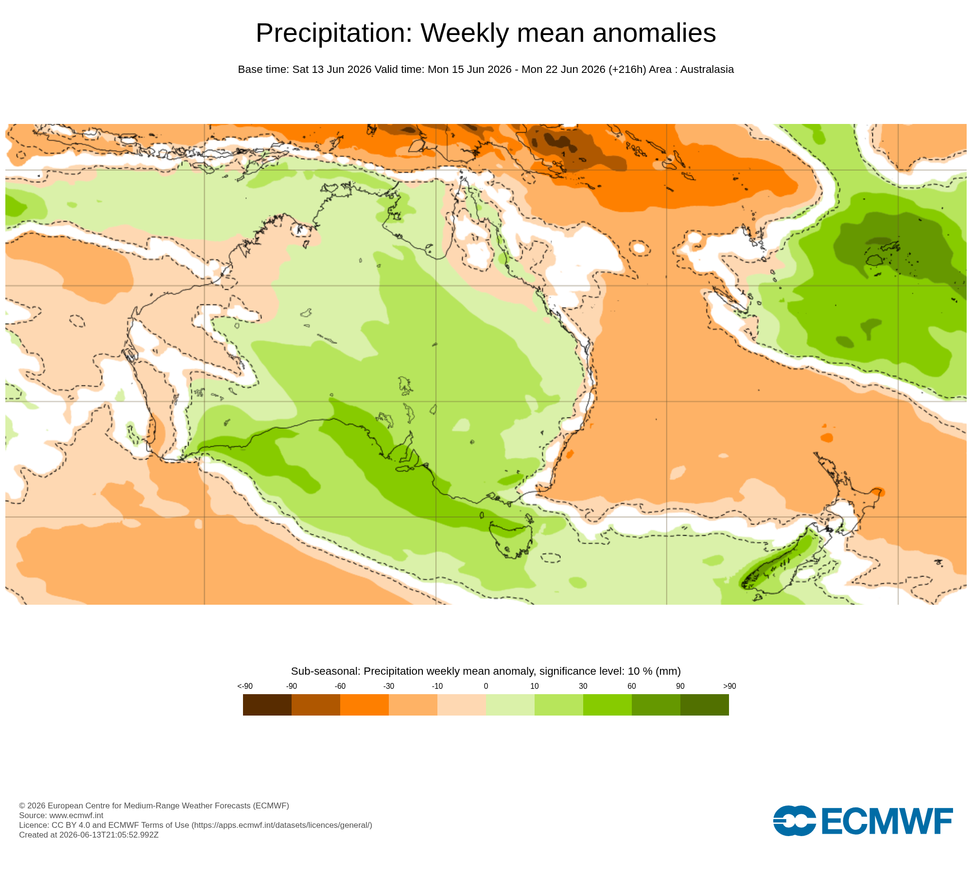ECMWF Potential rain from 15 to 22 Jun