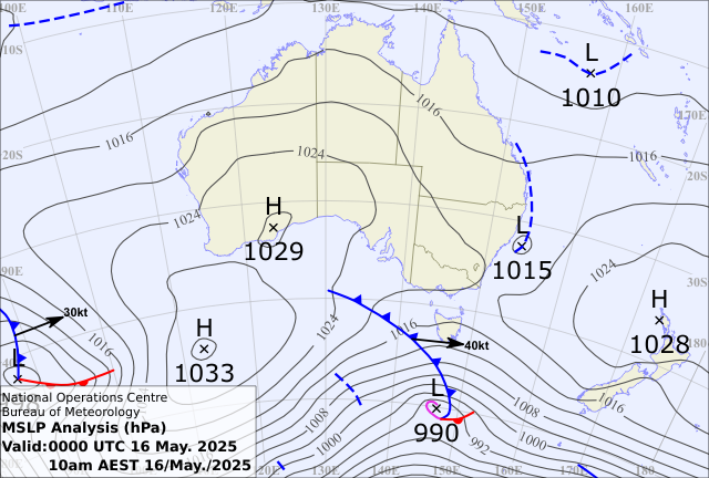 The pressure pattern on Friday morning