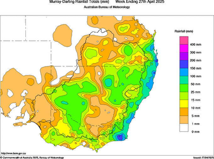 Rain totals in the week leading up to 9am Sunday