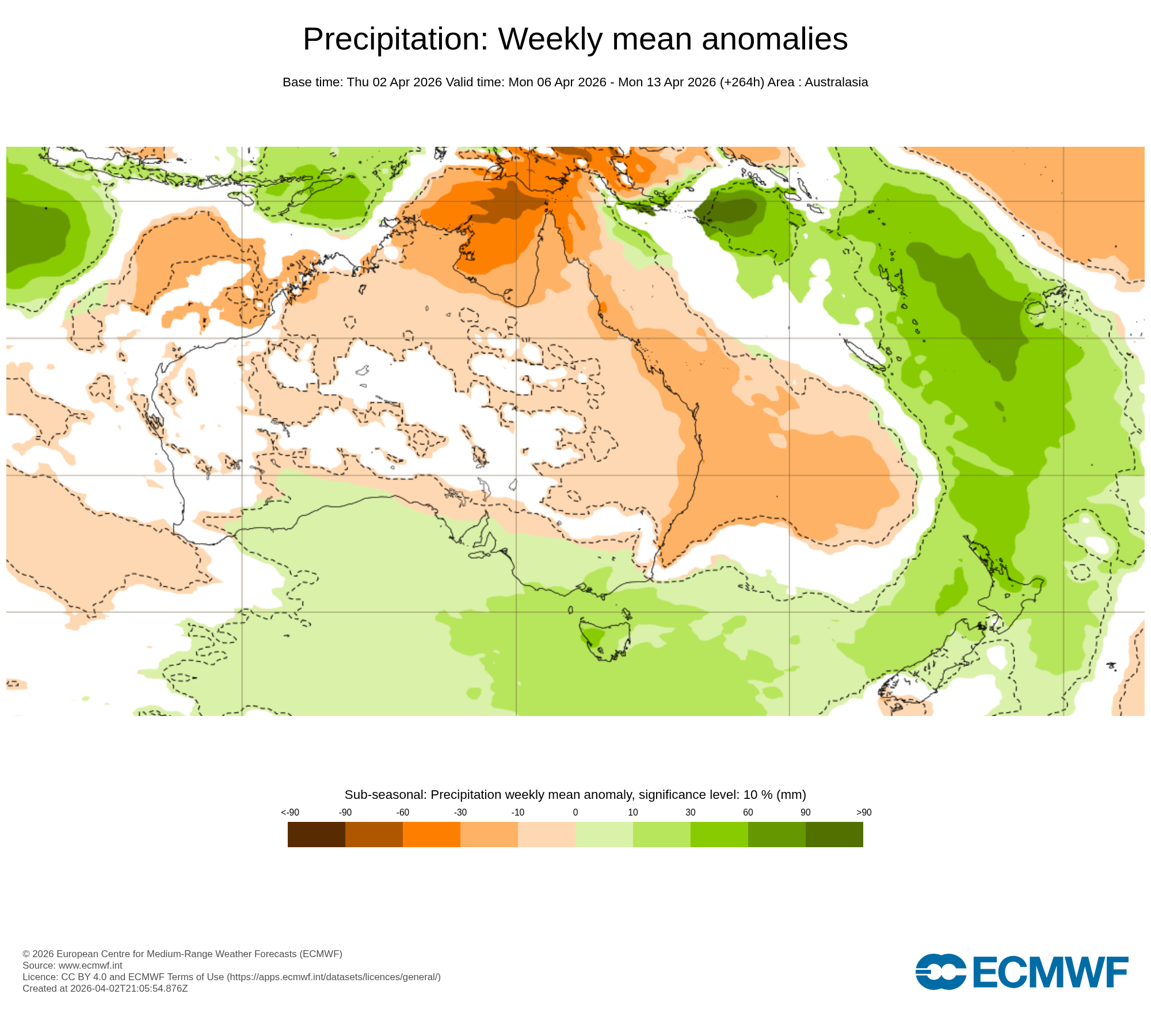 ECMWF Potential rain from 02 to 06 Apr
