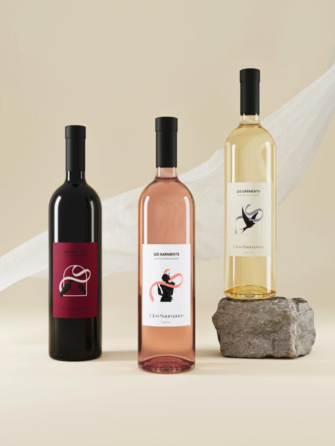 The Les Sarments range: red, rosé and white