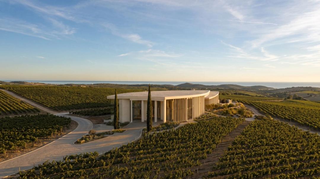 Architectural visualization of a vineyard estate
