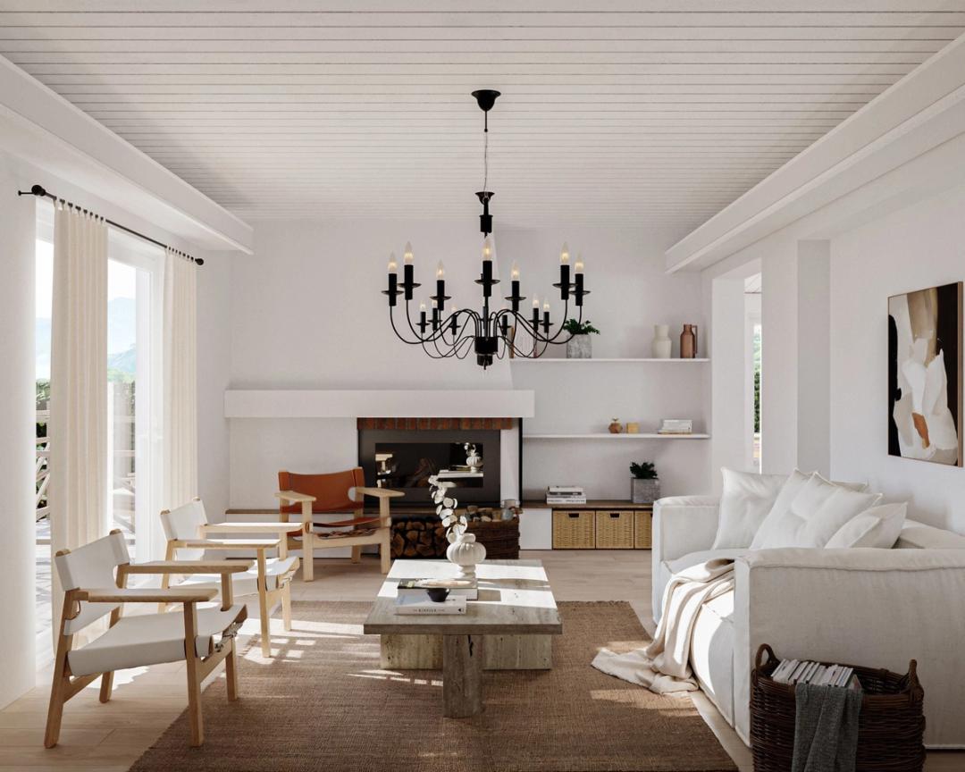 A living room in 3D