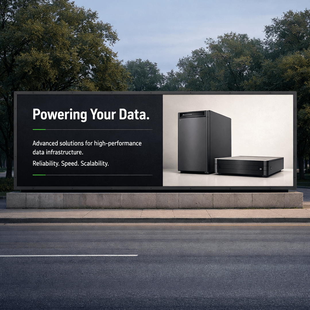 Roadside billboard advertising data storage hardware
