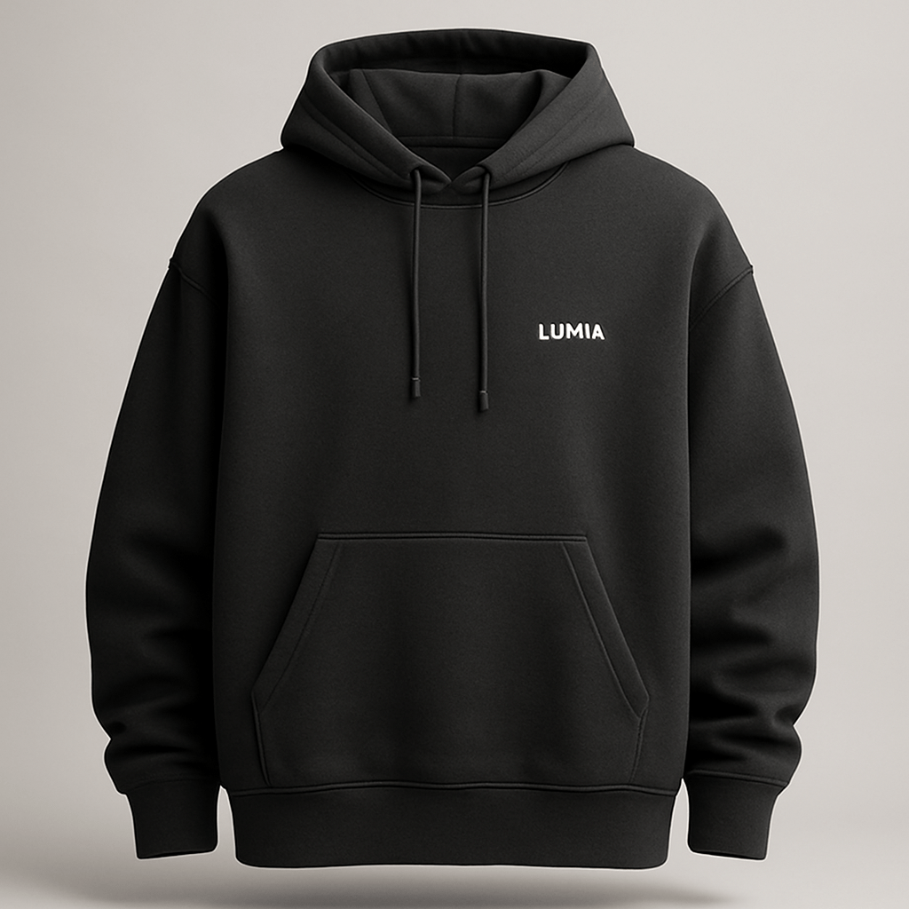 Black hoodie with a Lumia logo on the chest